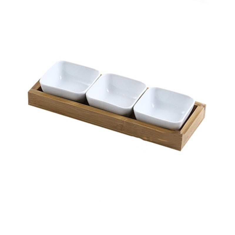 Ceramic Fruit Platter with Bamboo Tray