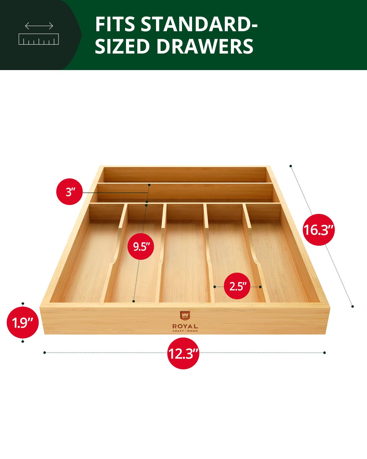 Basic Silverware Drawer Organizer, Natural