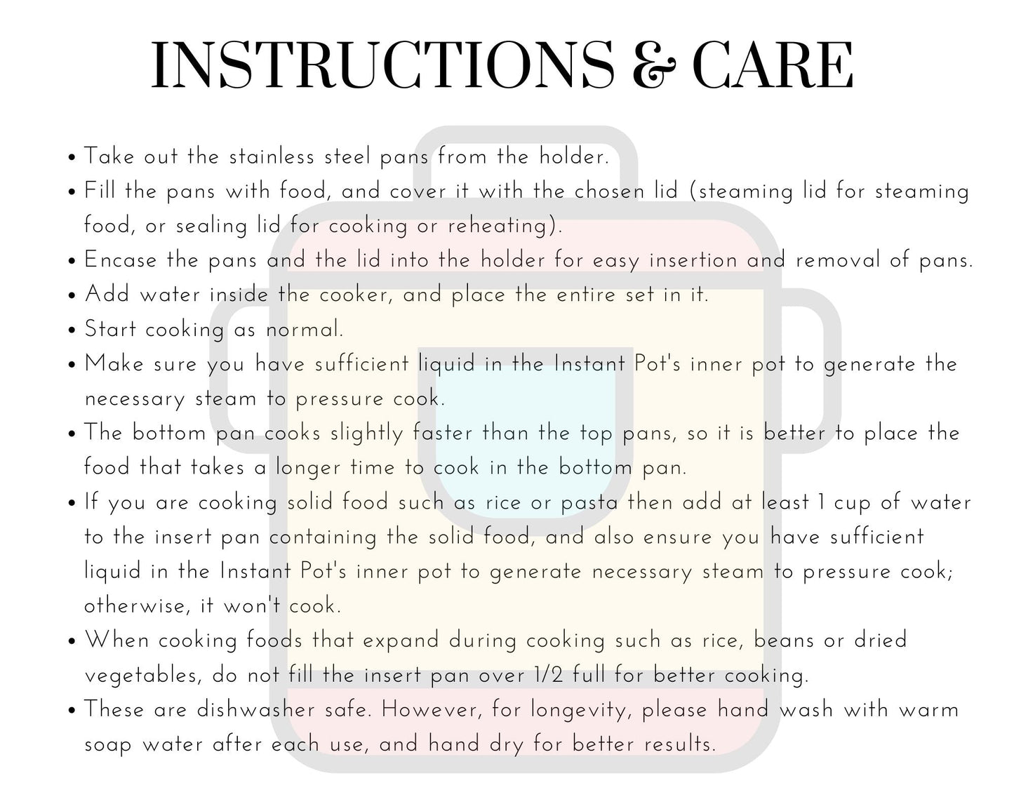 Stainless Steel Insert Instant Pot Pans Accessories, 3 Tier for 6 Qt / 8 Qt Pressure Cookers