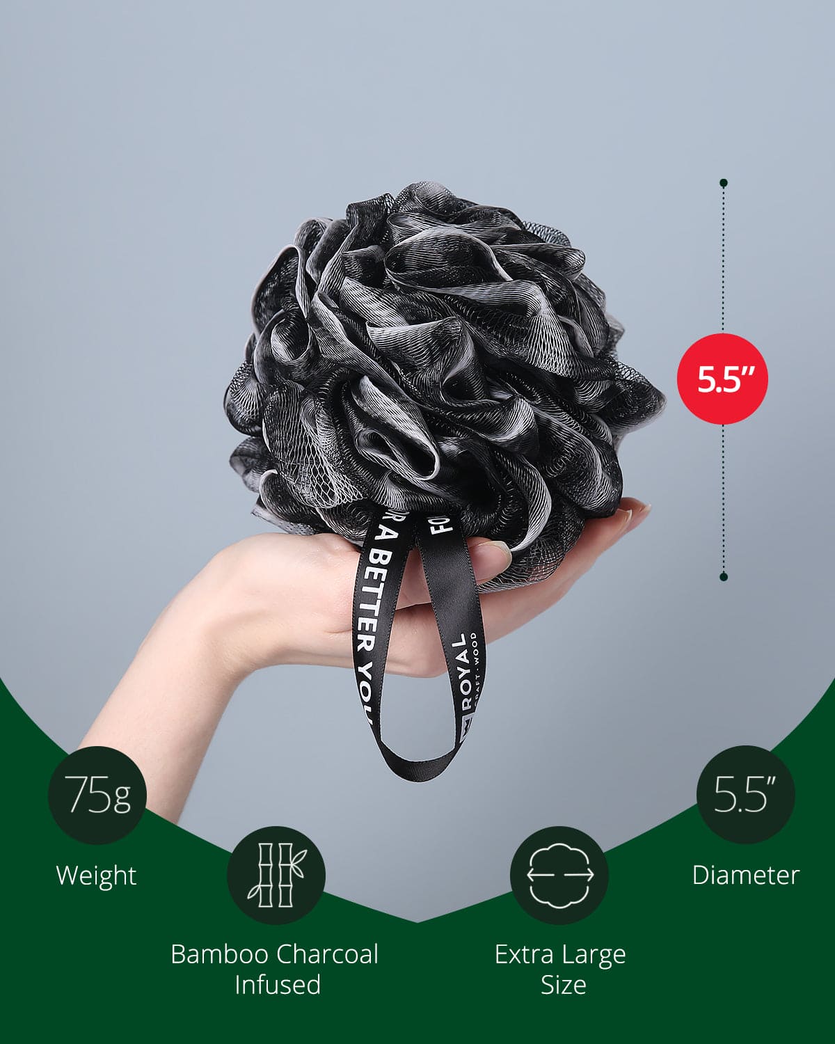 Bath Sponge Set of 3, Black