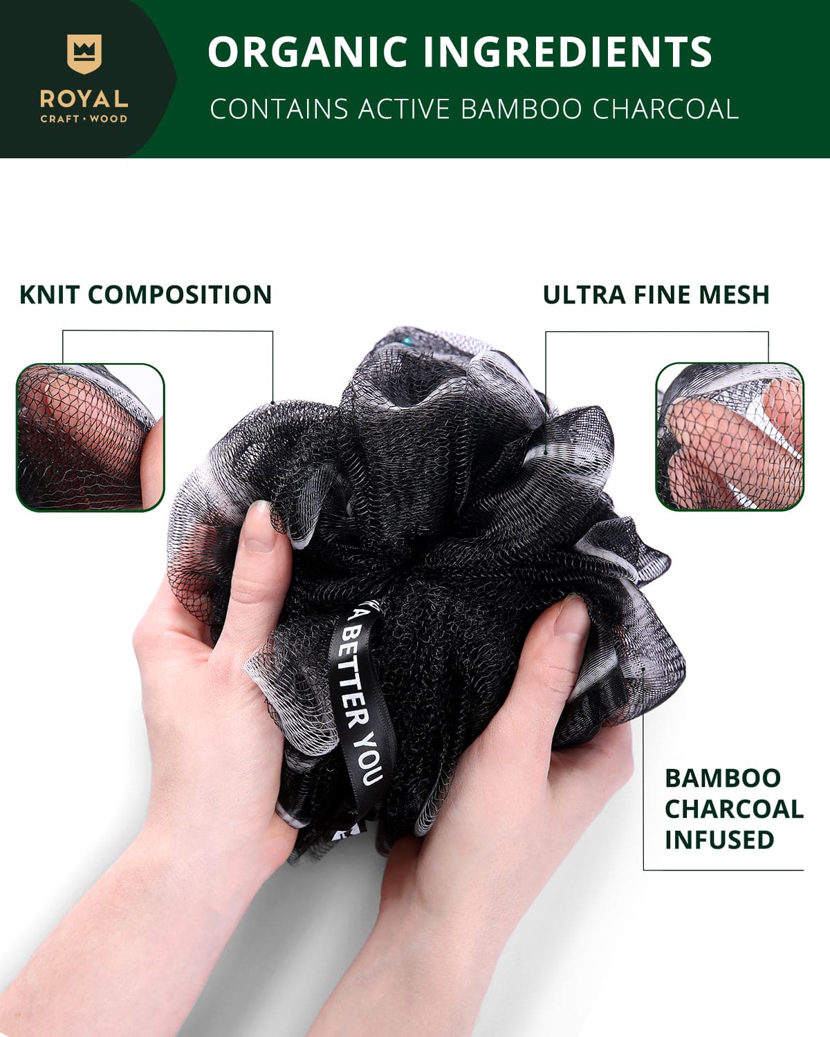 Bath Sponge Set of 3, Black