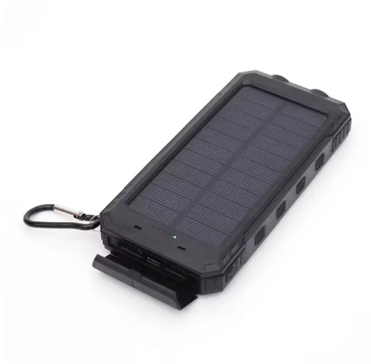 10000 ma Portable Dual-USB Solar Powered Bank for Outdoors - Black