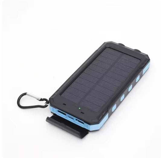 10000 ma Portable Dual-USB Solar Powered Bank for Outdoors - Blue