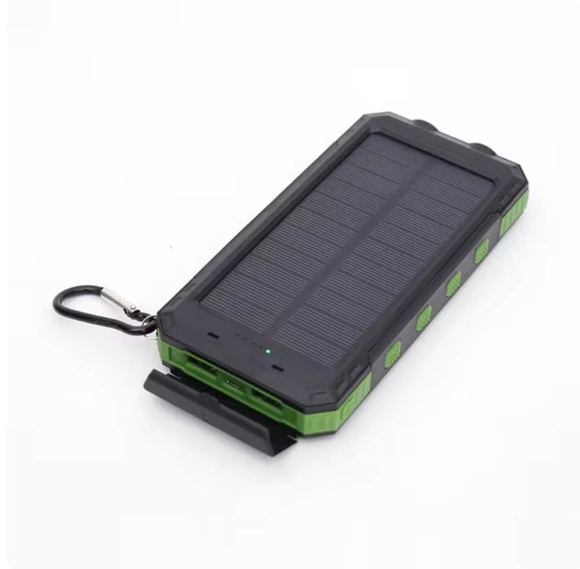 10000 ma Portable Dual-USB Solar Powered Bank for Outdoors - Green