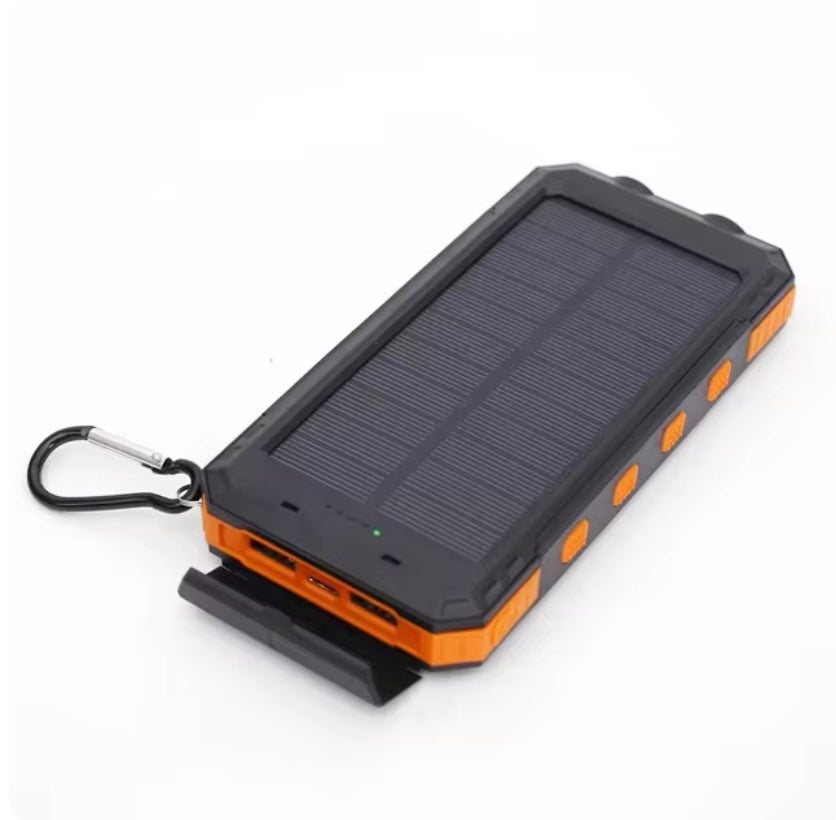 10000 ma Portable Dual-USB Solar Powered Bank for Outdoors - Orange