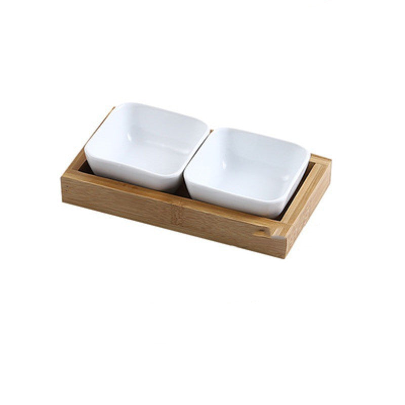 Ceramic Fruit Platter with Bamboo Tray