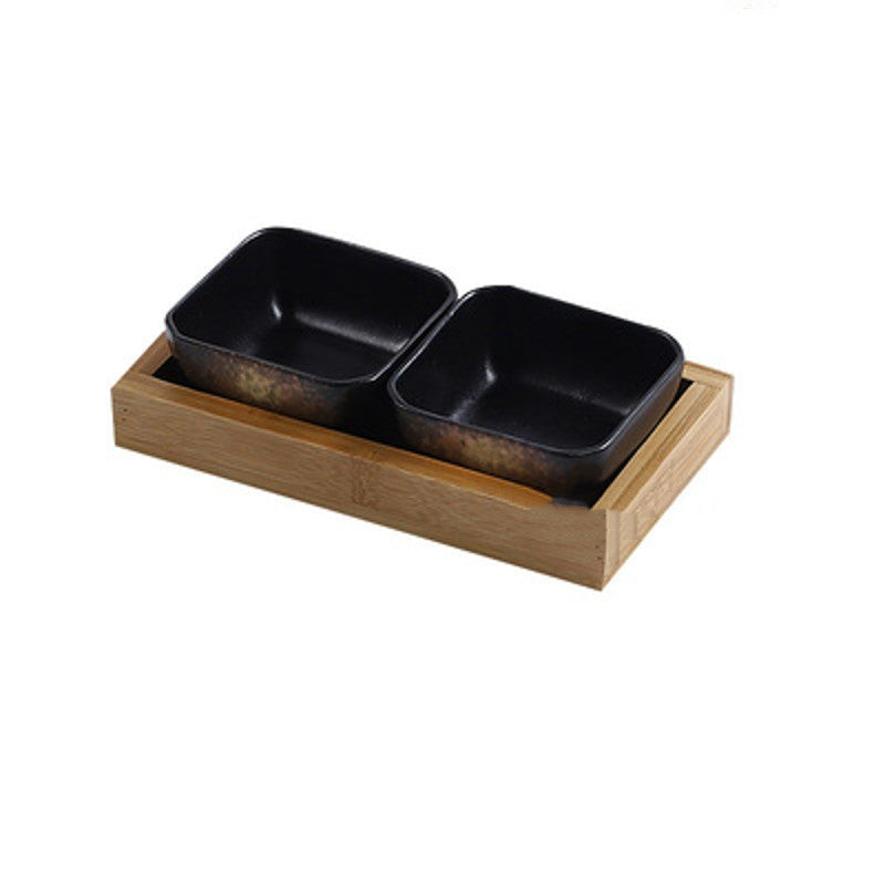 Ceramic Fruit Platter with Bamboo Tray