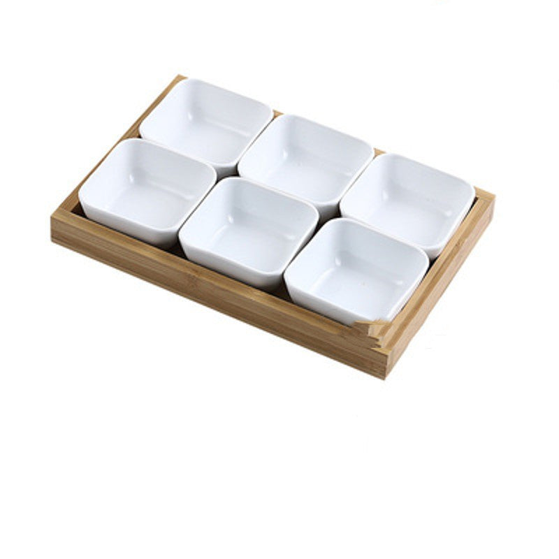 Ceramic Fruit Platter with Bamboo Tray
