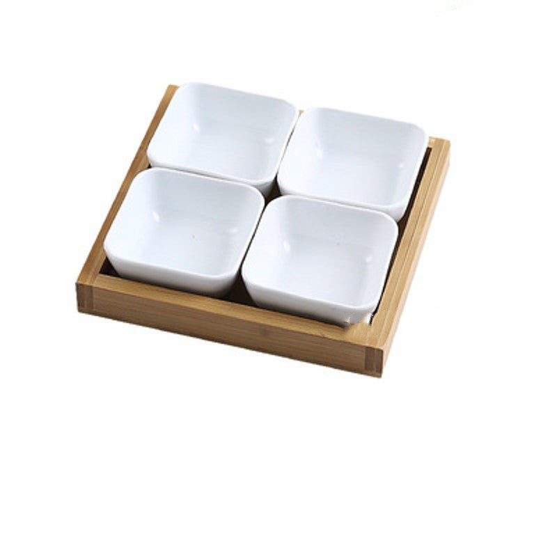 Ceramic Fruit Platter with Bamboo Tray