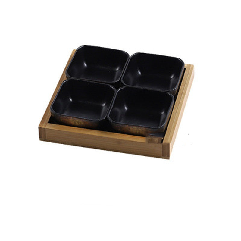 Ceramic Fruit Platter with Bamboo Tray