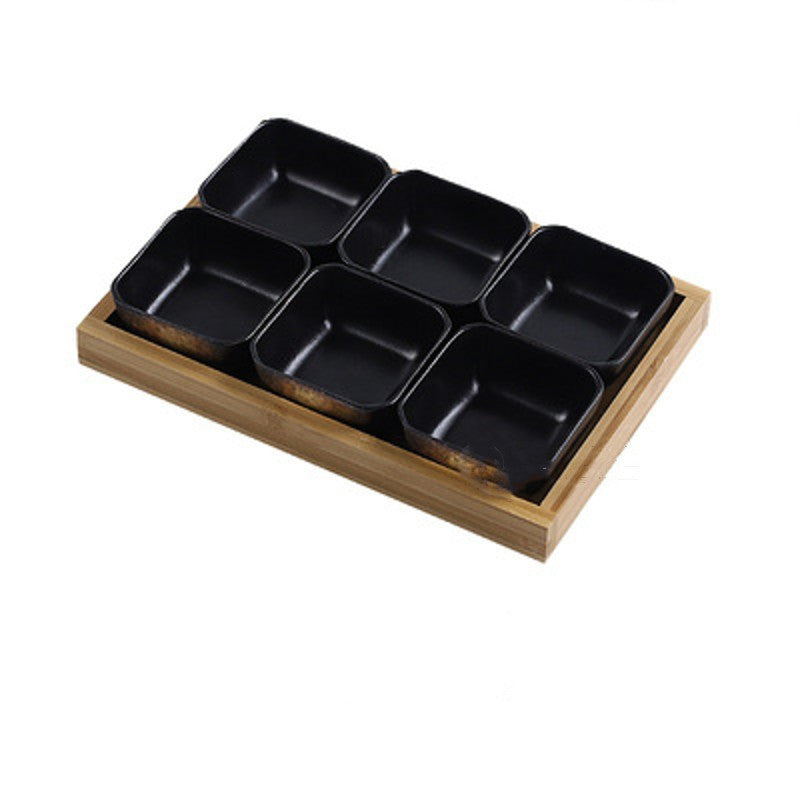 Ceramic Fruit Platter with Bamboo Tray