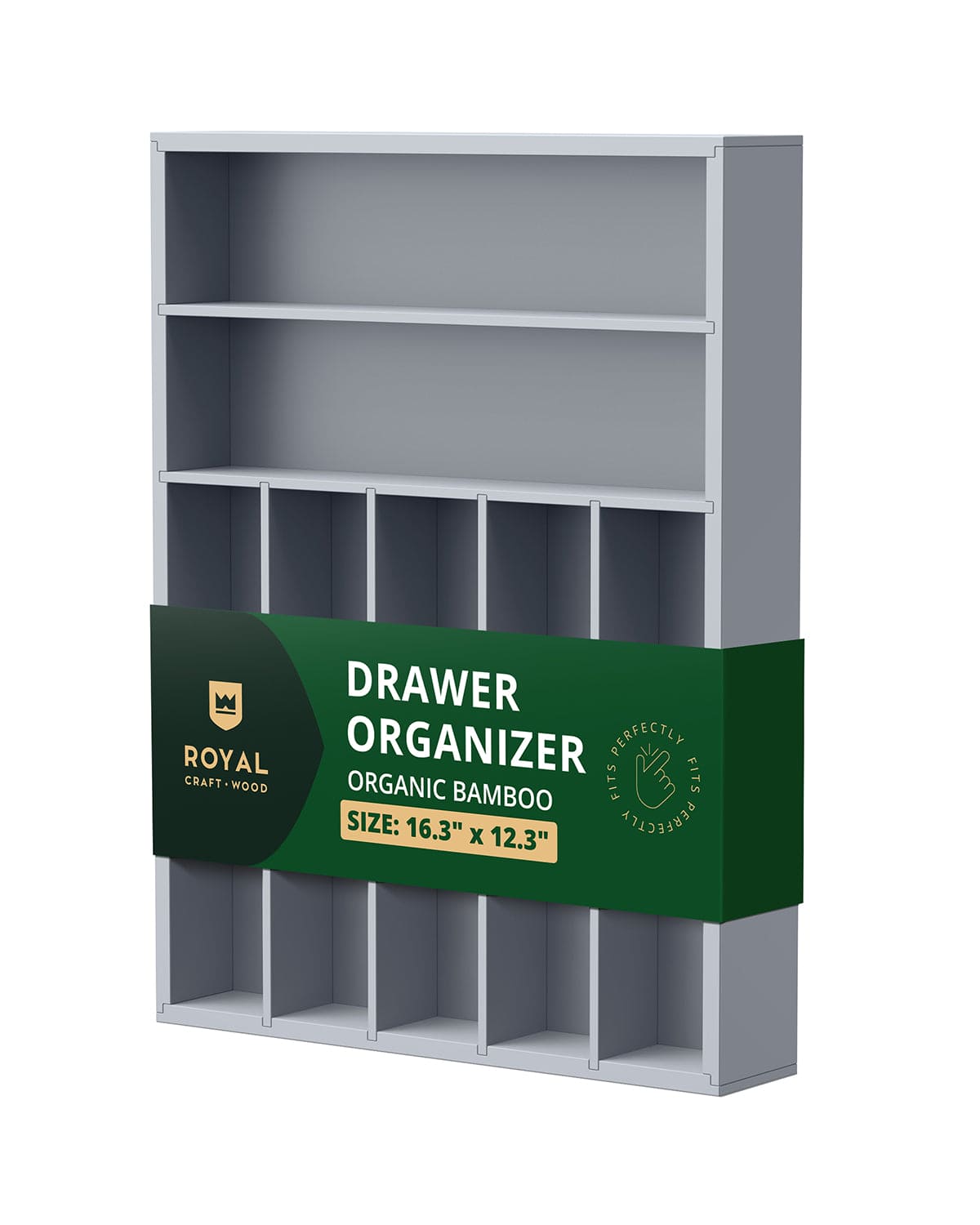 Basic Silverware Drawer Organizer, Gray