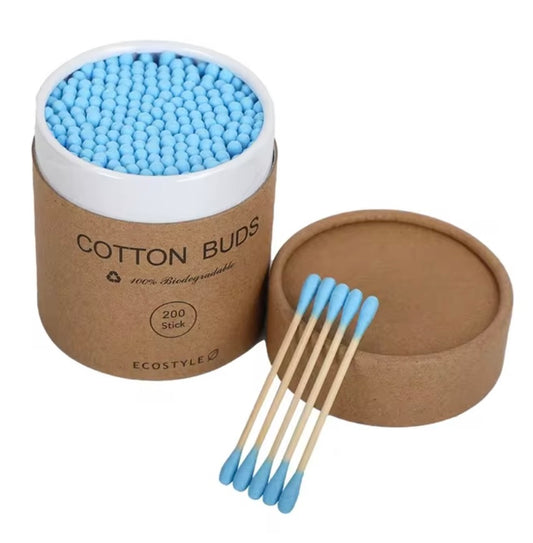 200pcs Bamboo Cotton Swab - Blue