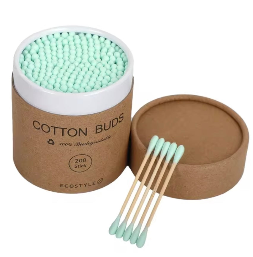 200pcs Bamboo Cotton Swab - Green