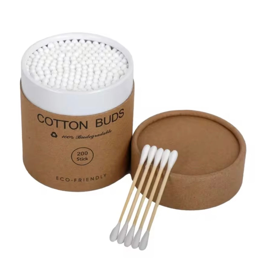 200pcs Bamboo Cotton Swab - White