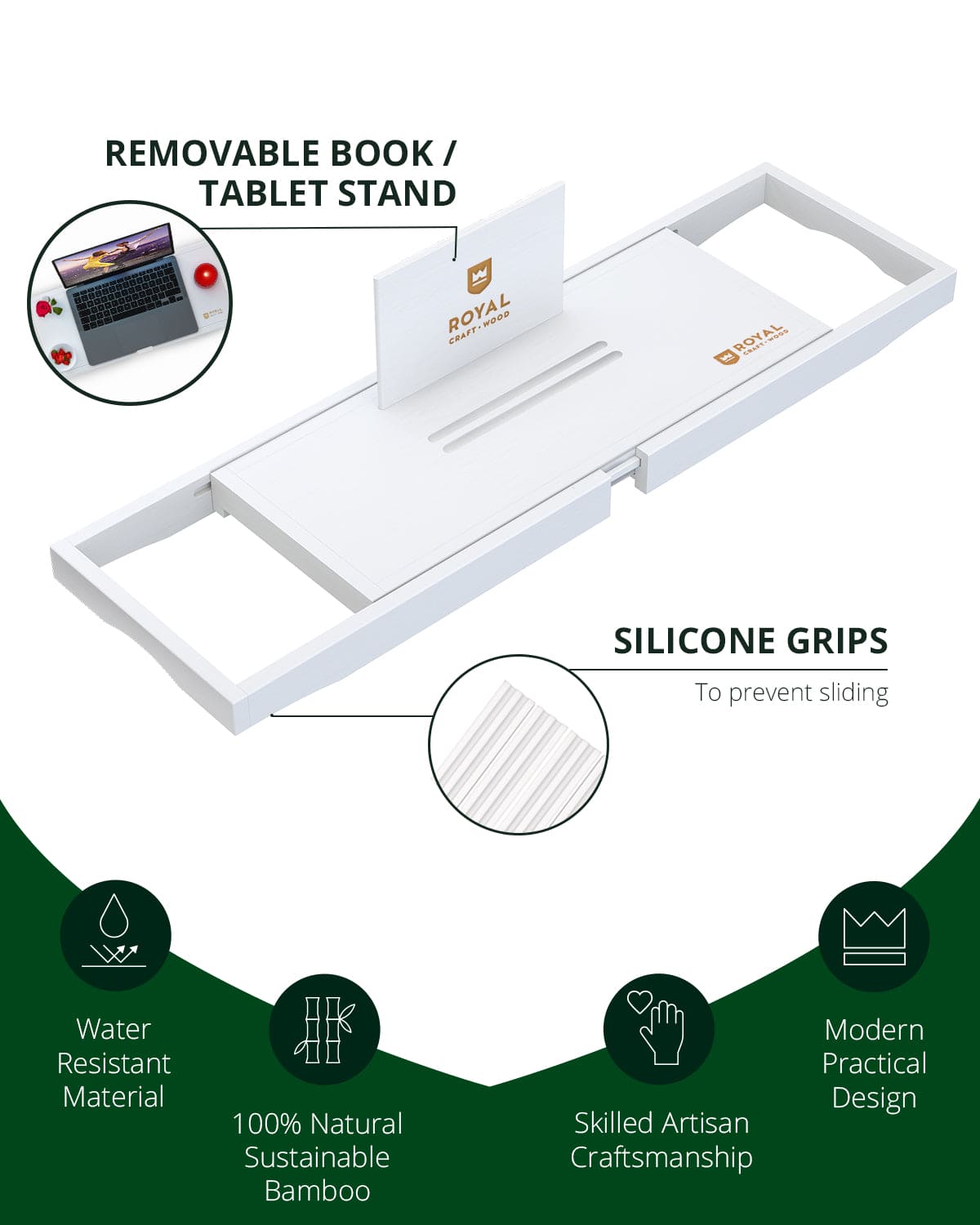 Bathtub Caddy Tray Lite, White