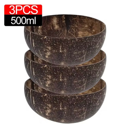 3pc 500 mL Natural Coconut Bowl