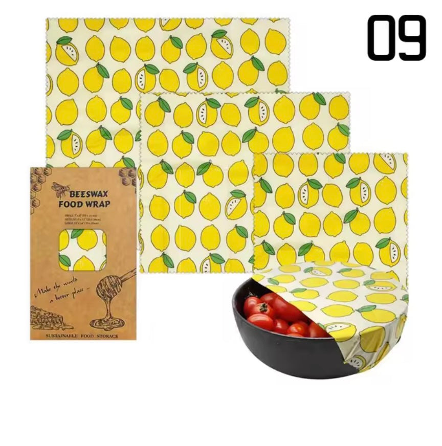 3pcs Reusable Beewax Wraps - Lemon Pattern #2