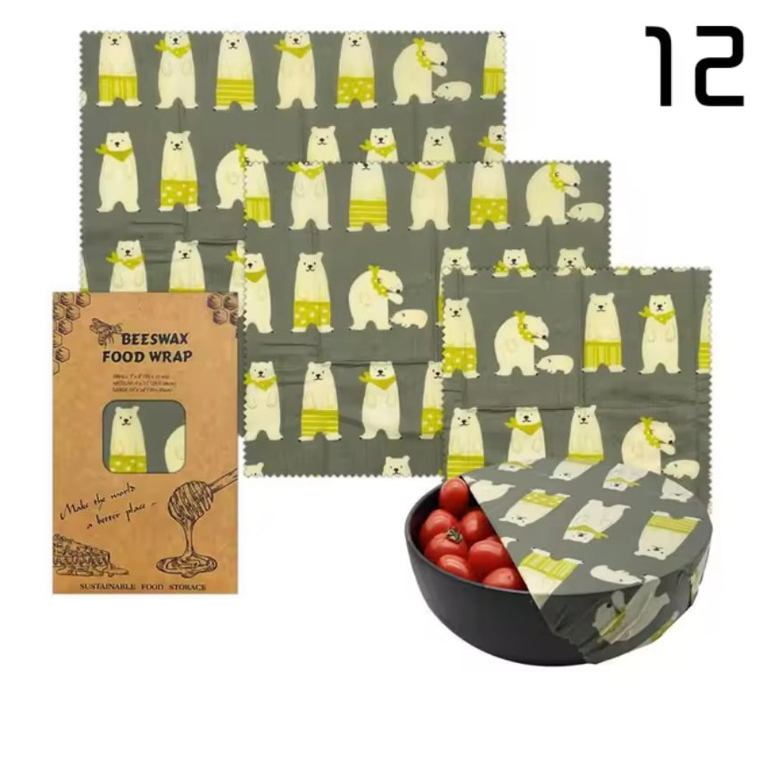 3pcs Reusable Beewax Wraps - Polar Bear