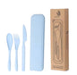 3pcs Wheatstraw Set - Spoon, Fork, Knife - Light Blue