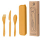 3pcs Wheatstraw Set - Spoon, Fork, Knife - Yellow