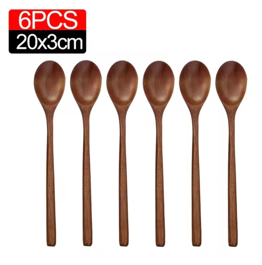 6pc Dark Wooden Spoon