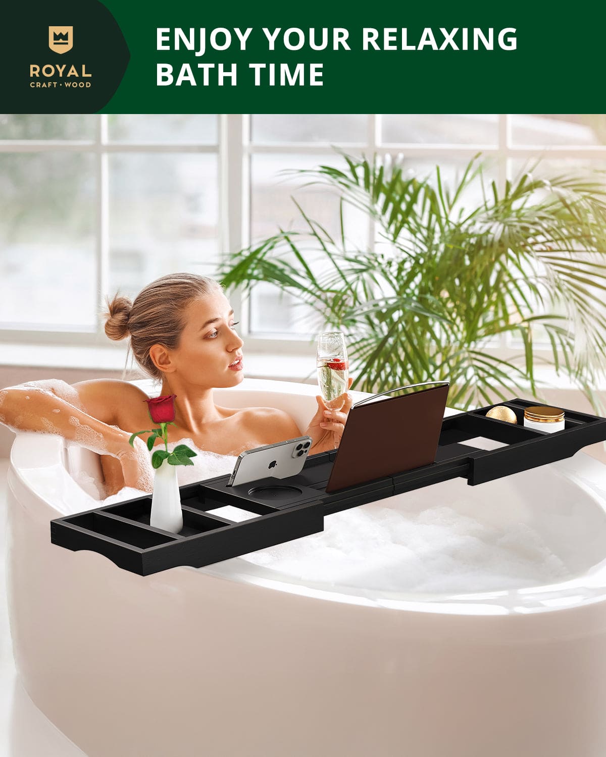 Bathtub Caddy Tray, Black