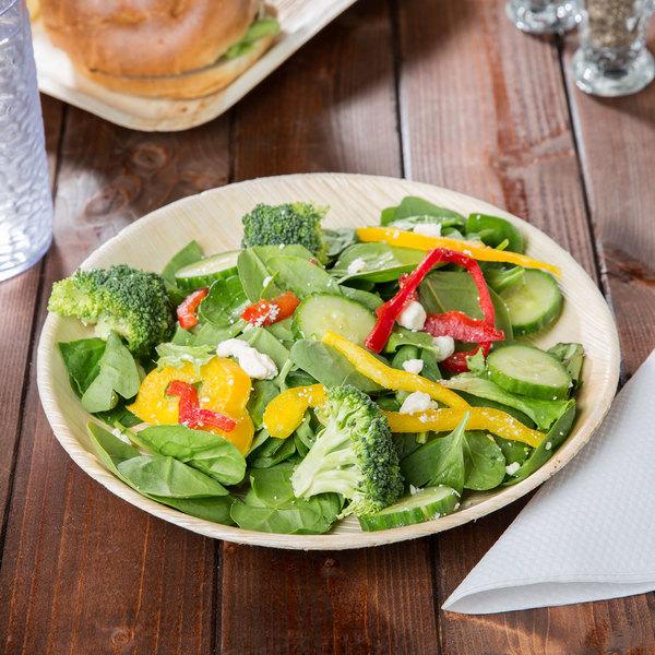 Disposable Dinner Plates, 12" Round Palm Leaf Plates for Charcuterie, 25 Pack