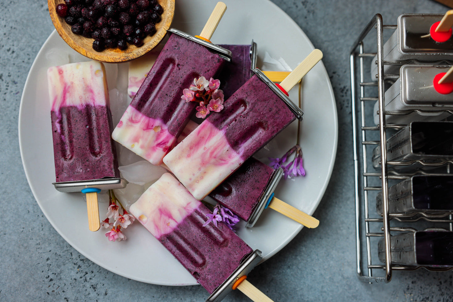 Ecozoi Stainless Steel Popsicle Molds with Sticks, Reusable, Bamboo, 50 Count, 10 Square