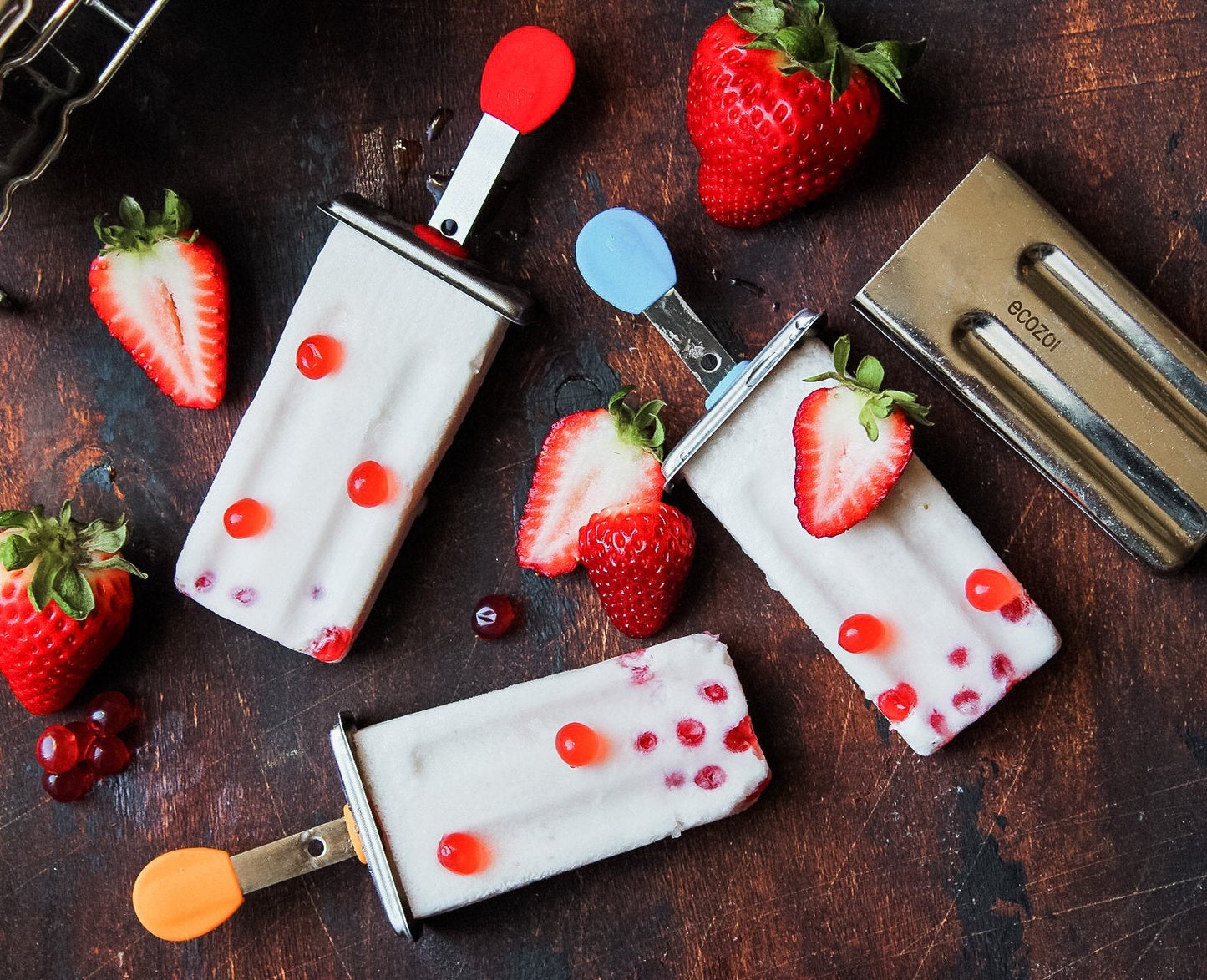 Ecozoi Stainless Steel Ice Pop Molds and Rack, Ice Cream Molds with Reusable Stainless Steel Sticks