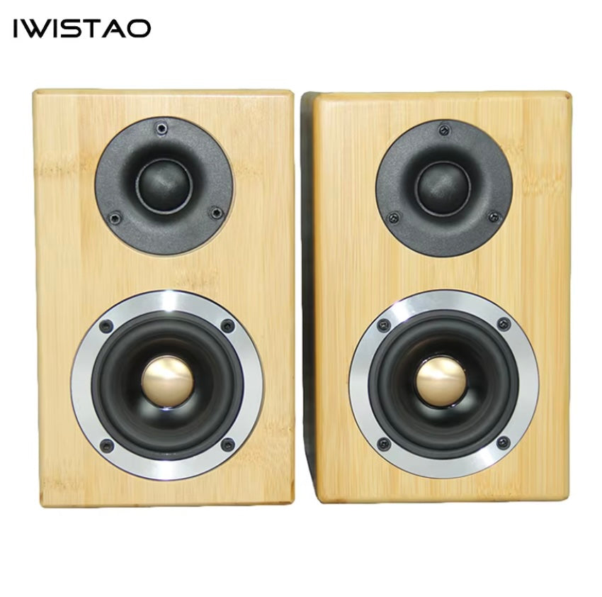 IWISTAO Bamboo HiFi Bookshelf Speakers – 2-Way 4-Inch, 40W, 58Hz-20kHz