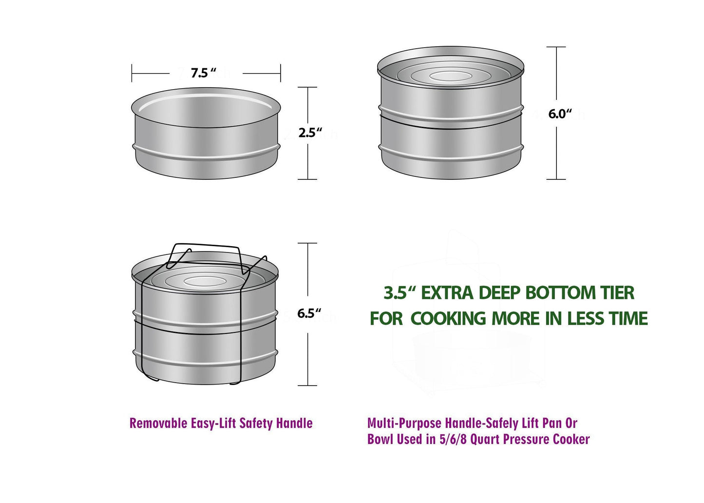Instant Pot Insert Pans, 2 Tier for 6 Qt / 8 Qt Pressure Cookers with 5 Mini Cups for Baking