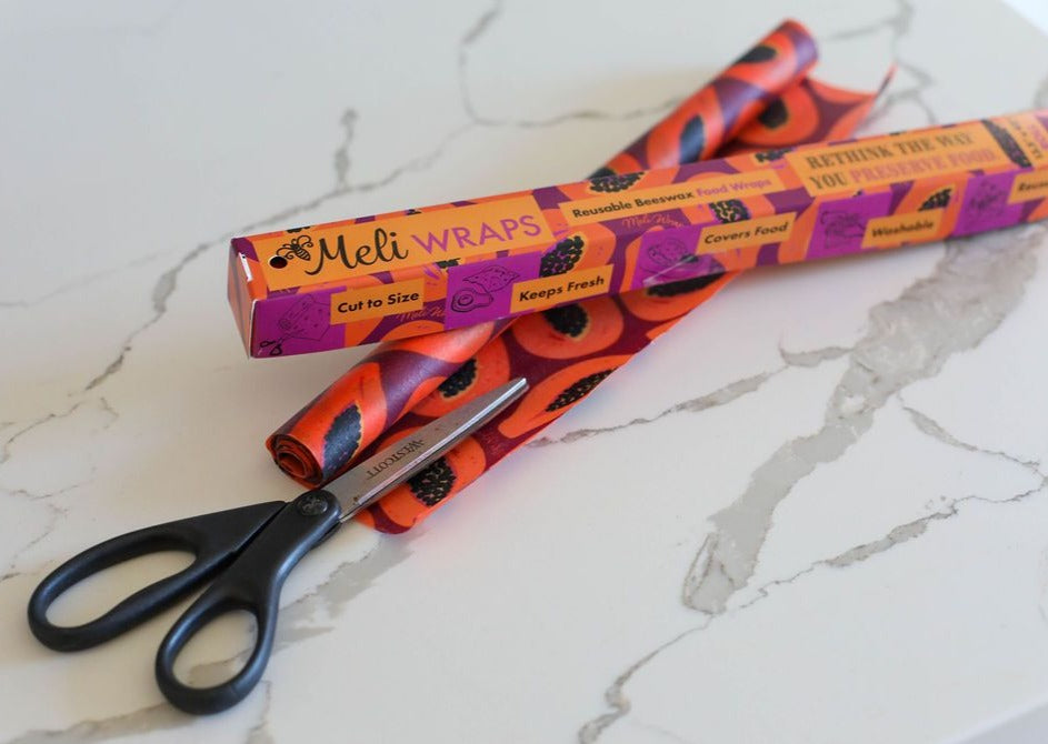 Beeswax Wrap Bulk Roll - Purple Papaya Print