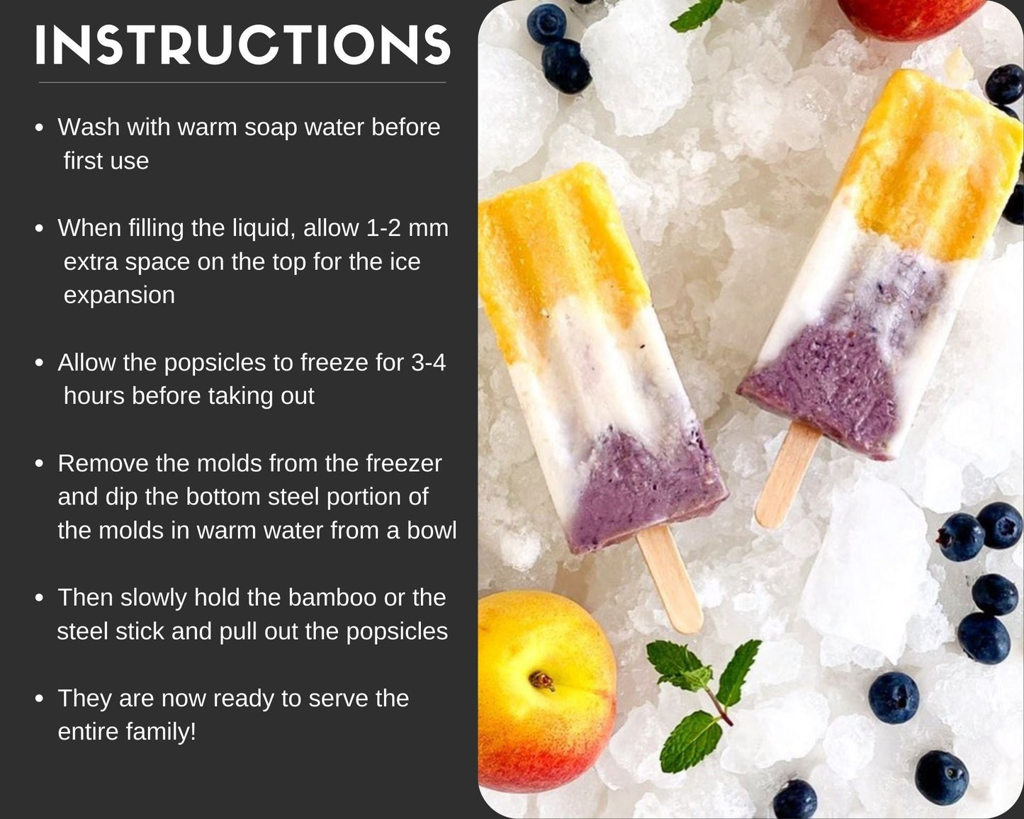 Ecozoi Stainless Steel Ice Pop Molds and Rack, Ice Cream Molds with Reusable Stainless Steel Sticks