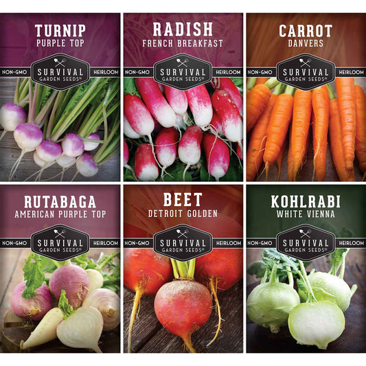 Root Vegetable Seed Collection – Cool-Season Carrots, Turnips, Radishes, Kohlrabi, Rutabagas & Golden Beets