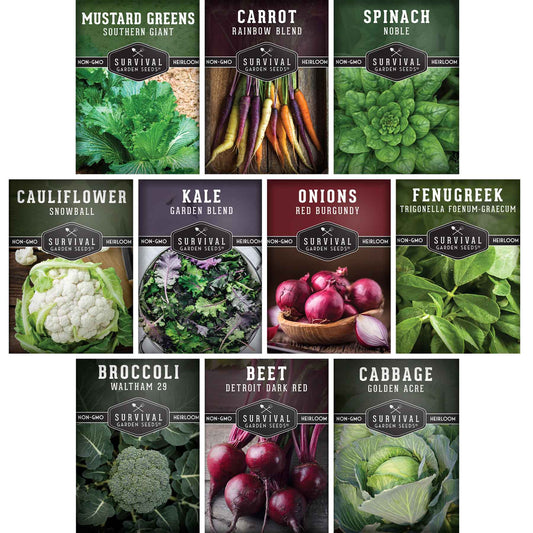 10-Variety Heirloom Spring Vegetable Seed Collection – Non-GMO Cool-Weather Crops for Early, Fall, or Indoor Gardening