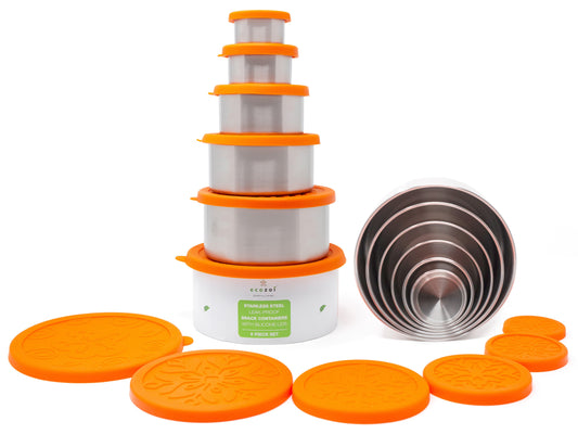 Stainless Steel Lunch Box, 6 Pc Set, Leak Proof, 75 Oz