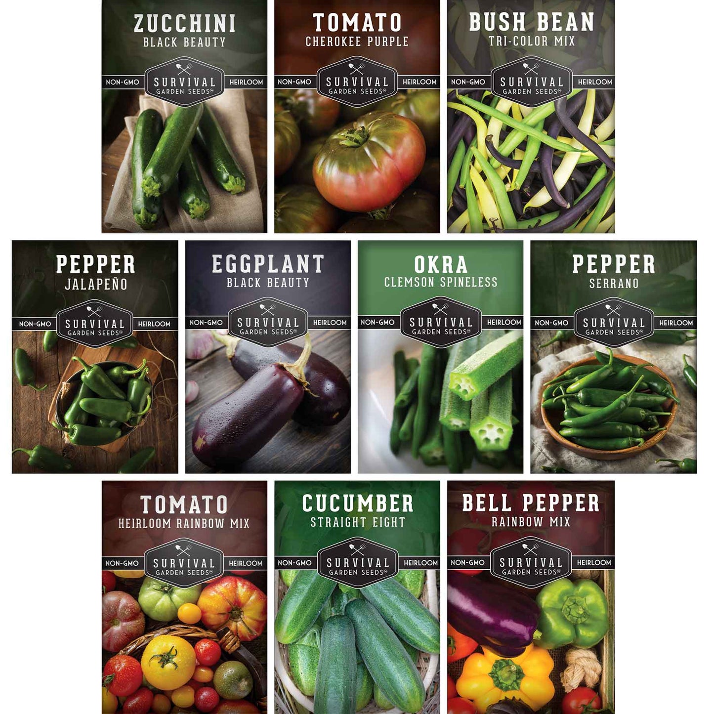 Summer Vegetable Seed Collection – Easy-Growing Tomatoes, Peppers, Beans, Cucumbers, Eggplant & Zucchini