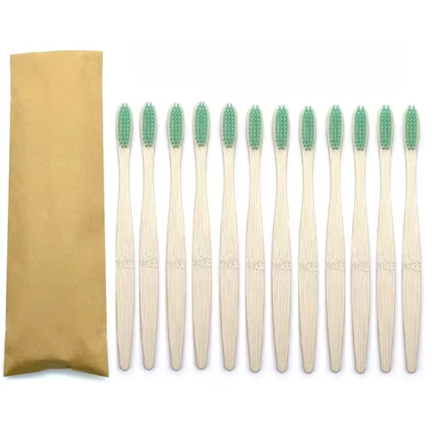 10pc Bamboo Toothbrush - Green