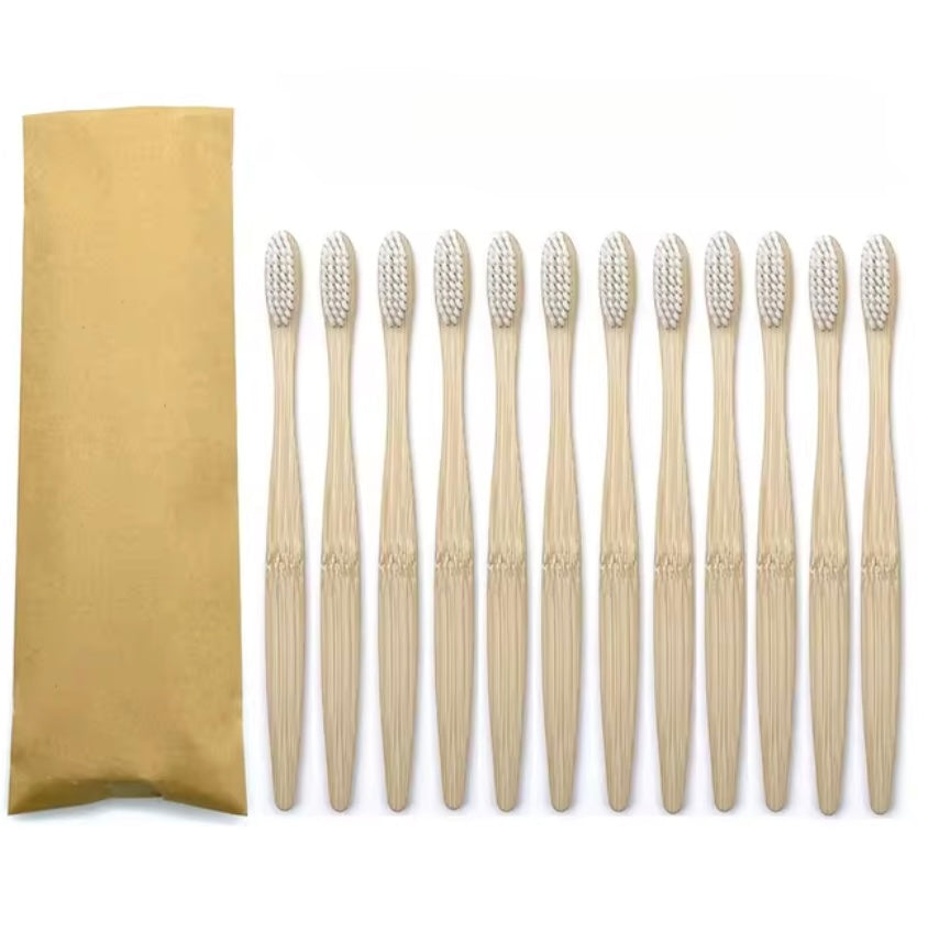 10pc Bamboo Toothbrush - White