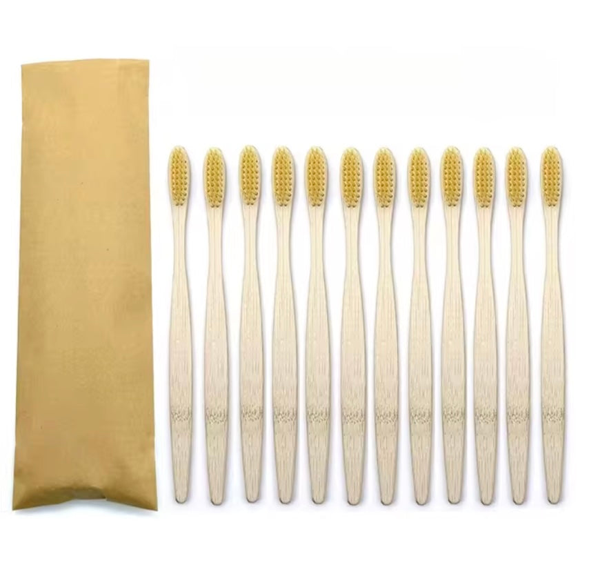 10pc Bamboo Toothbrush - Yellow