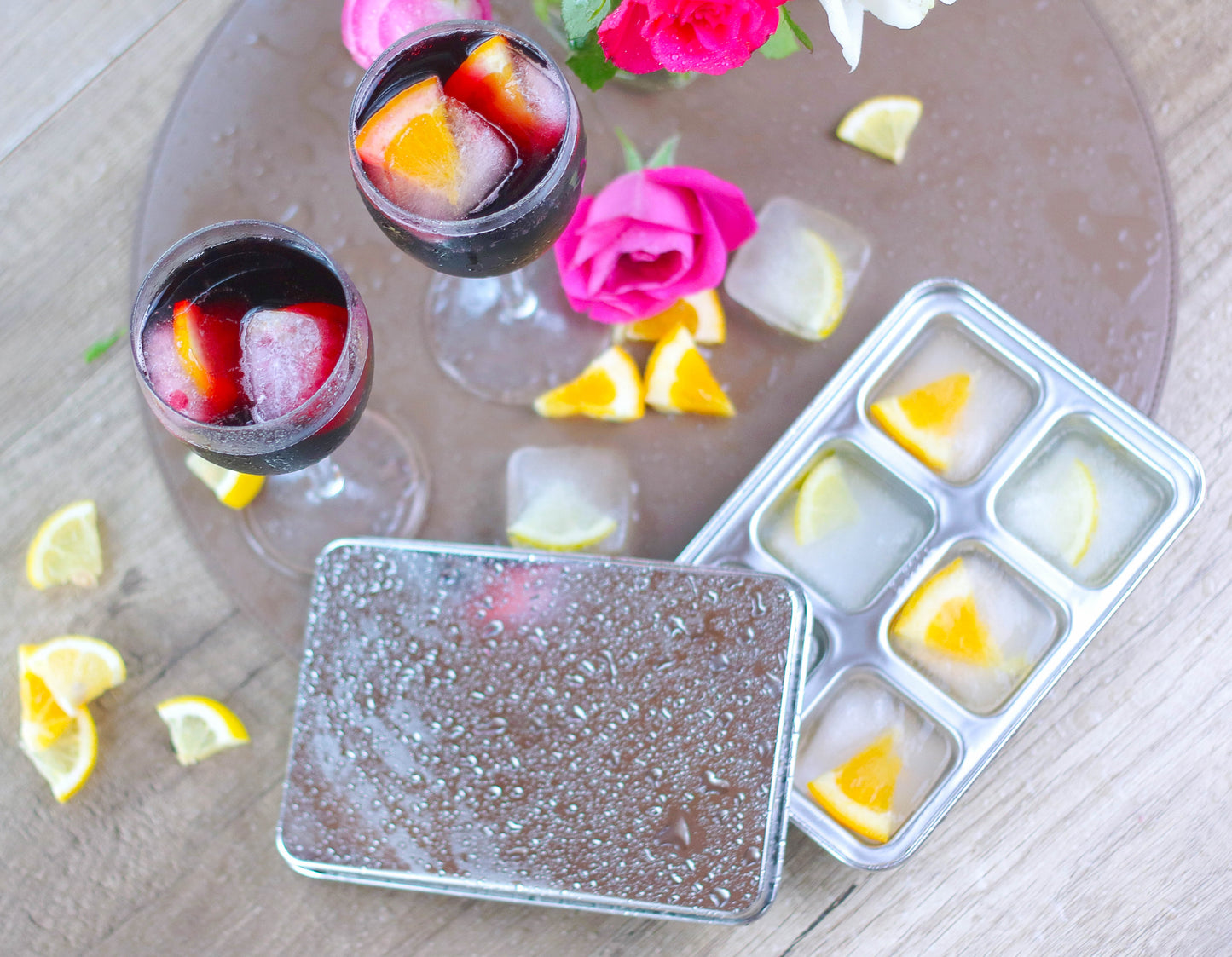 Ecozoi Stainless Steel Ice Trays for Freezer, Rectangular Shape 12 Large Cubes with Lid, 2 Pack