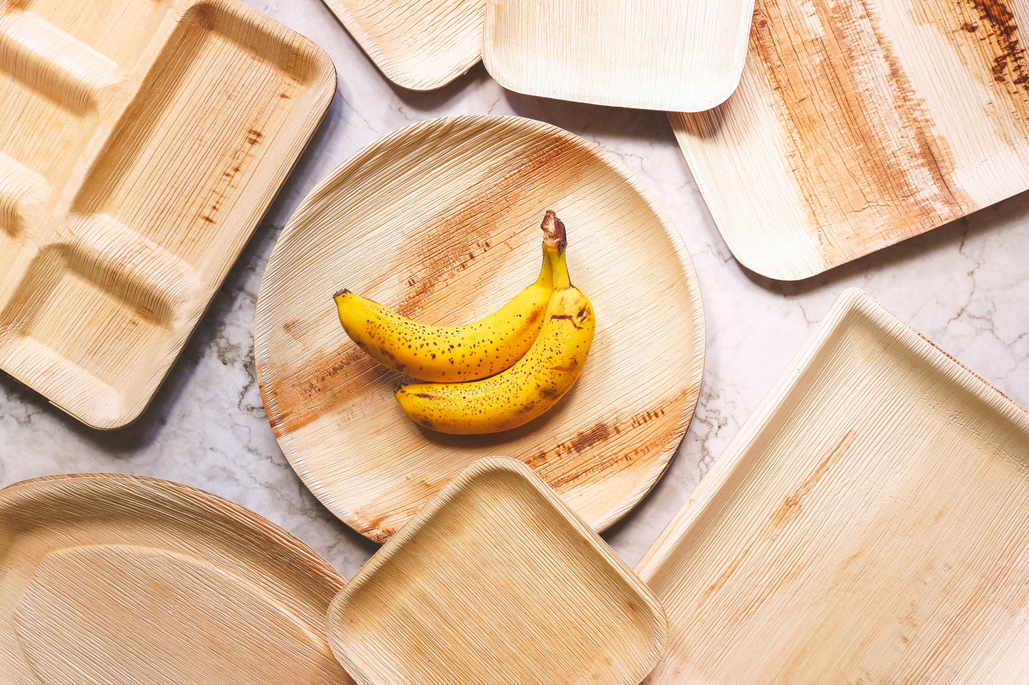 Disposable Dinner Plates, 12" Round Palm Leaf Plates for Charcuterie, 25 Pack