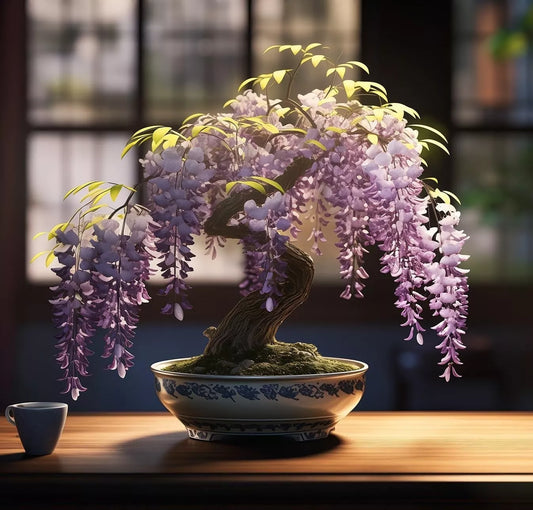 Purple Weeping Wisteria Bonsai Tree Seedling - 1 Year Old - Ornamental Plant - Wisteria sinensis