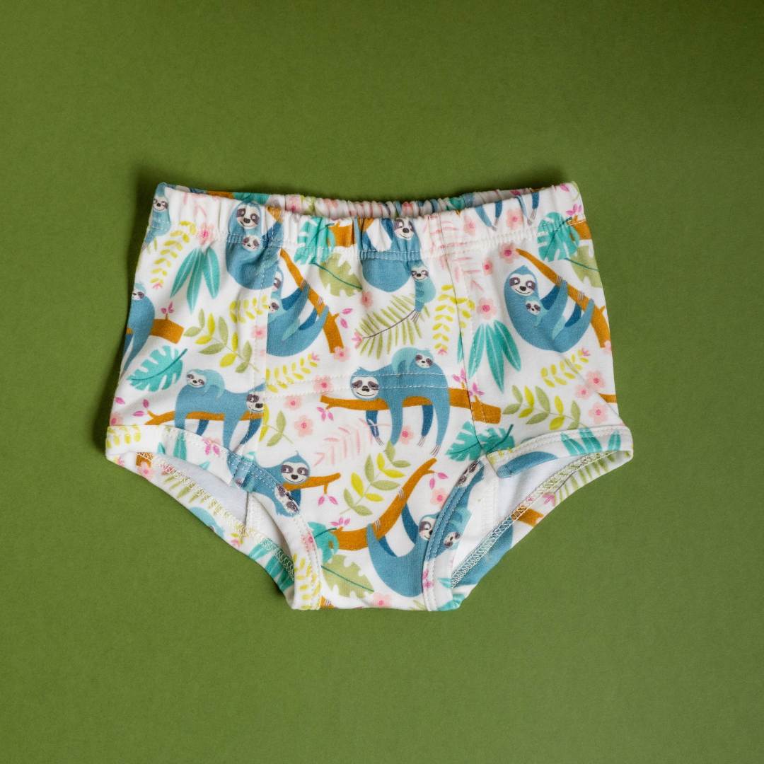 Organic Potty Training Underpants: Playful Family of Sloths