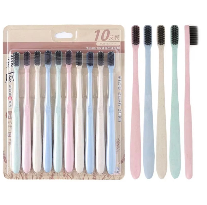 10pc Wheatstraw Toothbrush - Random Colors